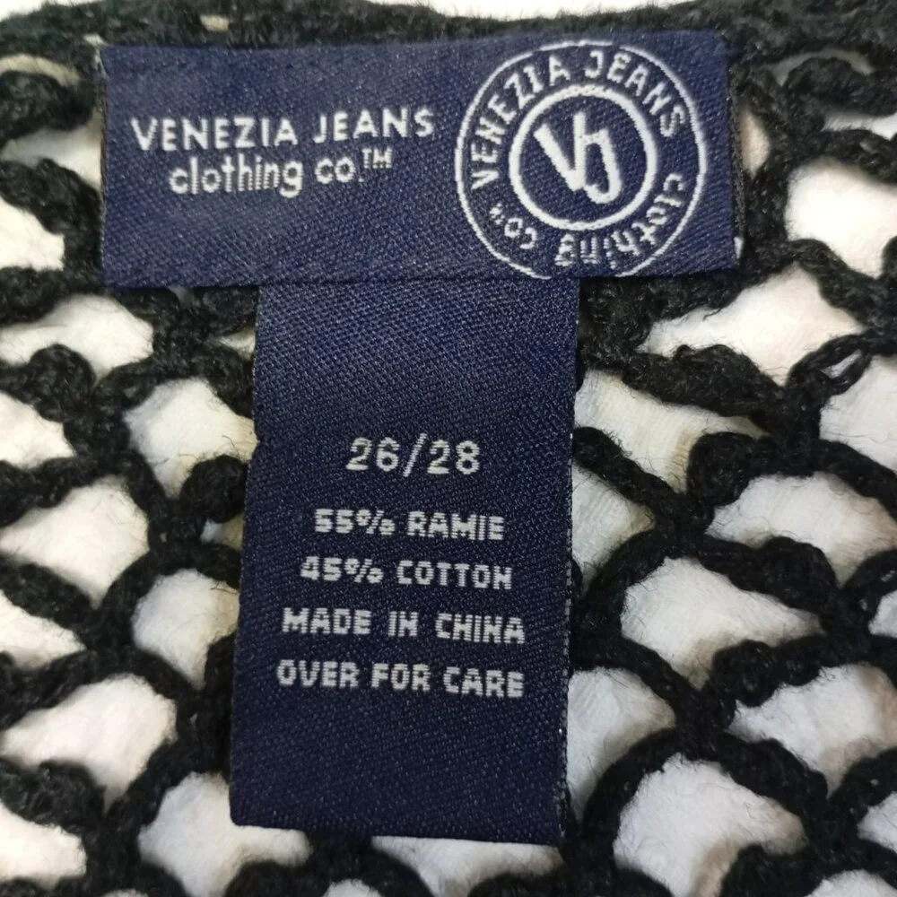 Venezia Jeans Crochet Knit Tunic Top 26/28 Plus Size Boho Bell Sleeves Womens - Picture 3 of 8